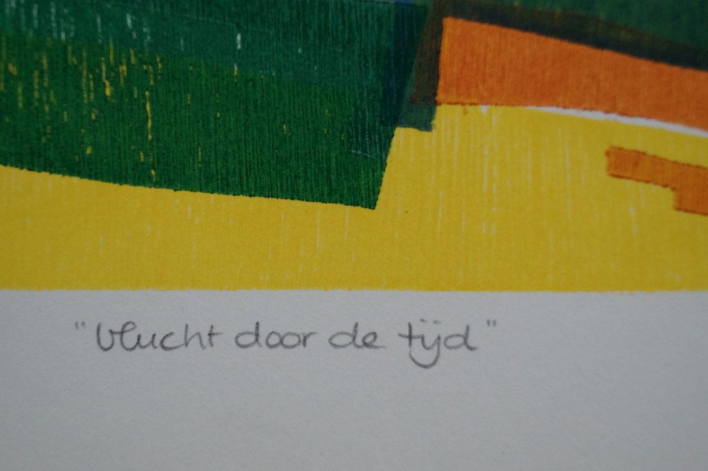 Angenelle Thijssen - gesigneerde houtsnede - vlucht door de tijd - stadsmuseum kopen? Bied vanaf 15!