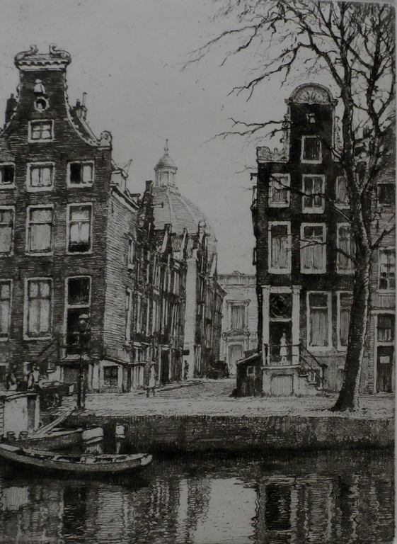 Hendrikus Roodenburg - Kerstkaart met ets: Amsterdam - 1956 kopen? Bied vanaf 25!