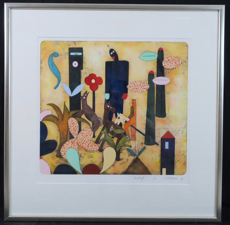 Hollie Witteveen: Handgekleurde Ets, Lusthof - Ingelijst kopen? Bied vanaf 50!