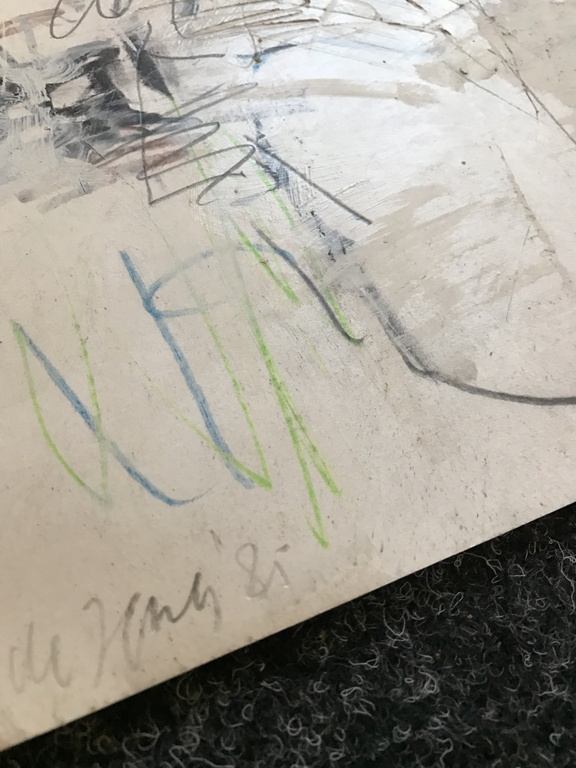 2 x Leo de Jong gemengde technieken op papier, gesigneerd. 1985 kopen? Bied vanaf 1!