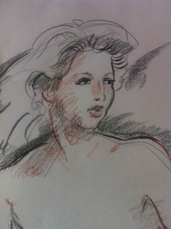 Jan Sluijters, krijttekening van zijn vrouw Dineke, Prachtig uniek werk verkocht voor € 120!