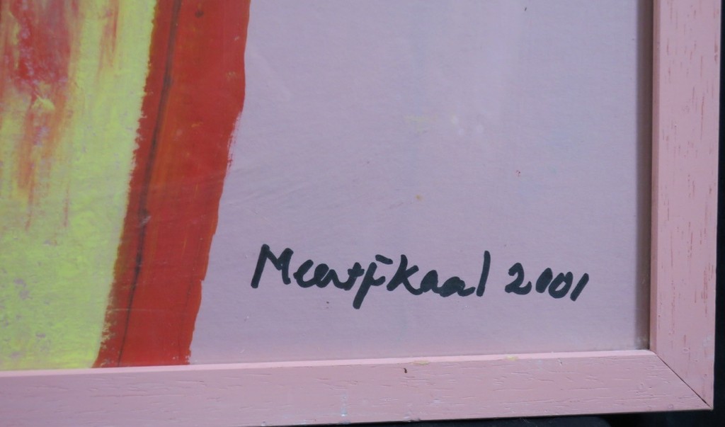 Meertje Kaal: Gemengde techniek op papier, Weg van domineesland - Ingelijst kopen? Bied vanaf 20!