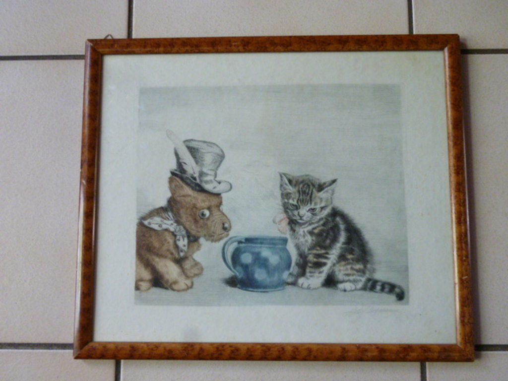 Meta Plückebaum - kleurenets - Poesje en hondje met hoed kopen? Bied vanaf 85!