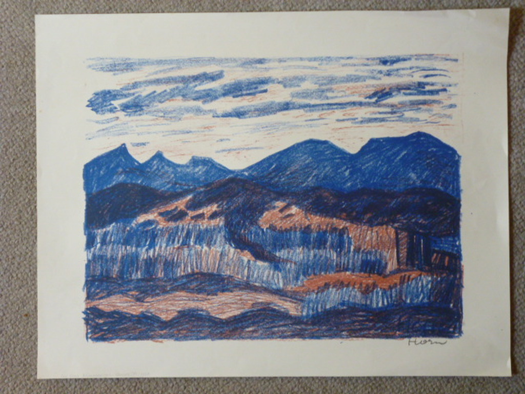 Lex Horn - kleurenlitho - Berglandschap kopen? Bied vanaf 25!