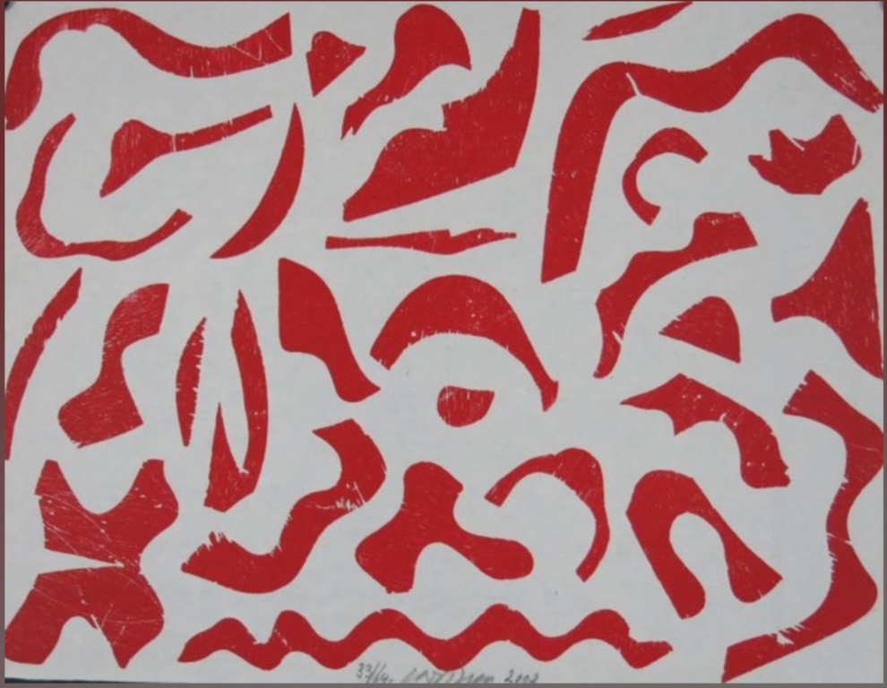 Carel Visser: Houtdruk op Japans papier, Rood kopen? Bied vanaf 100!