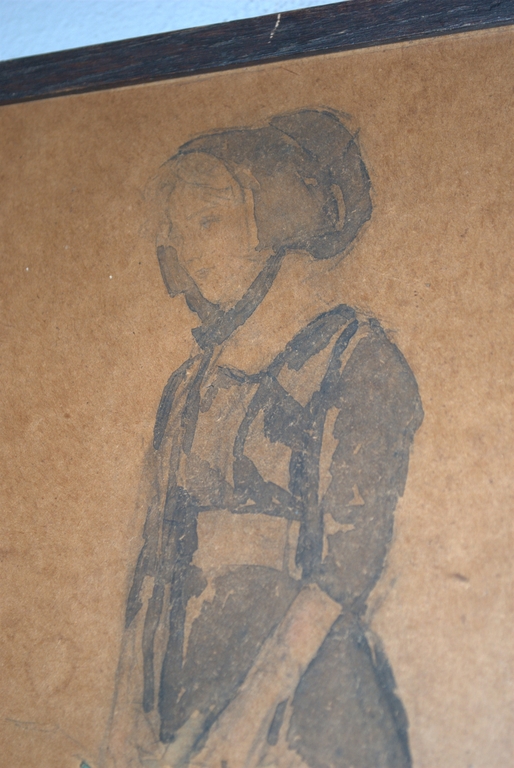 Vrouw met bloemen, potlood/aquarel, ca.1900 ->Rinke,illustrator Pietje Bell kopen? Bied vanaf 150!