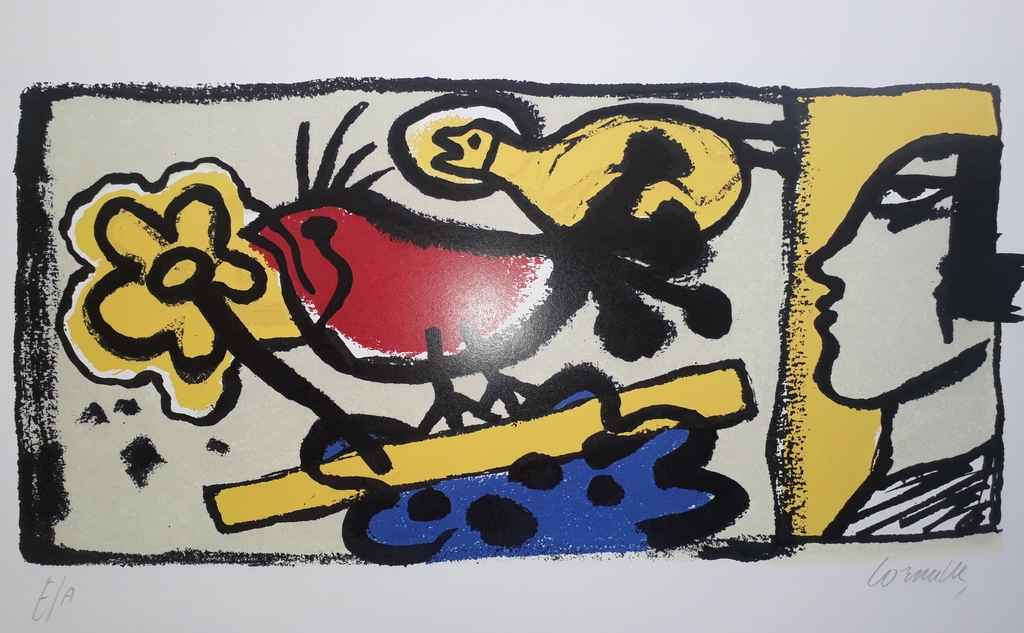 Corneille Lithografie - Vrouw/Vogel/Bloem kopen? Bied vanaf 1!