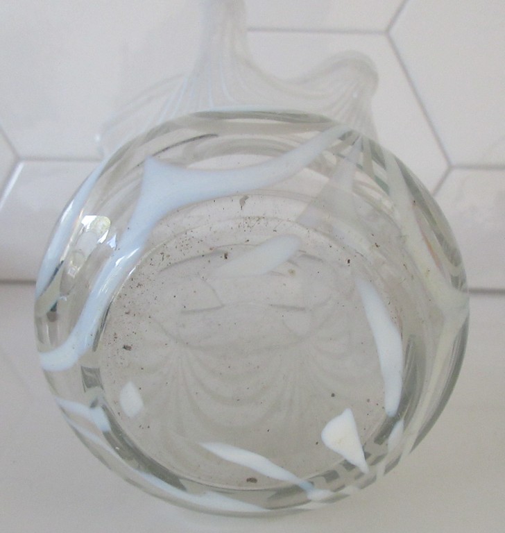 Ongespecificeerd - Murano - blank glazen en witte gekrulde zakdoek vaas kopen? Bied vanaf 15!