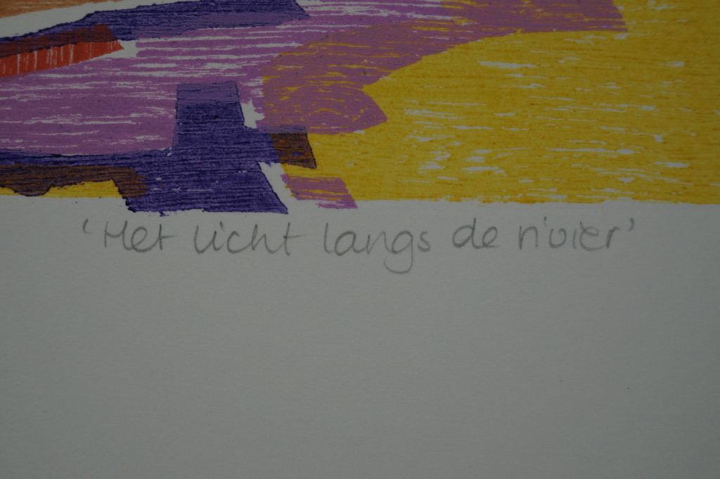 Angenelle Thijssen - gesigneerde houtsnede - Het licht langs de rivier kopen? Bied vanaf 20!