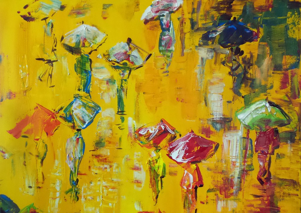 Elena Polyakova: Acrylverf , Impressionism of the rain kopen? Bied vanaf 175!