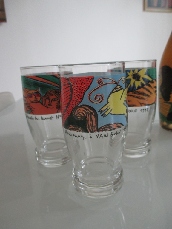 Corneille:glazen, 3 x La Femme et la Tour 2002, 2 x le tigre amoureux 1993, homm kopen? Bied vanaf 8!