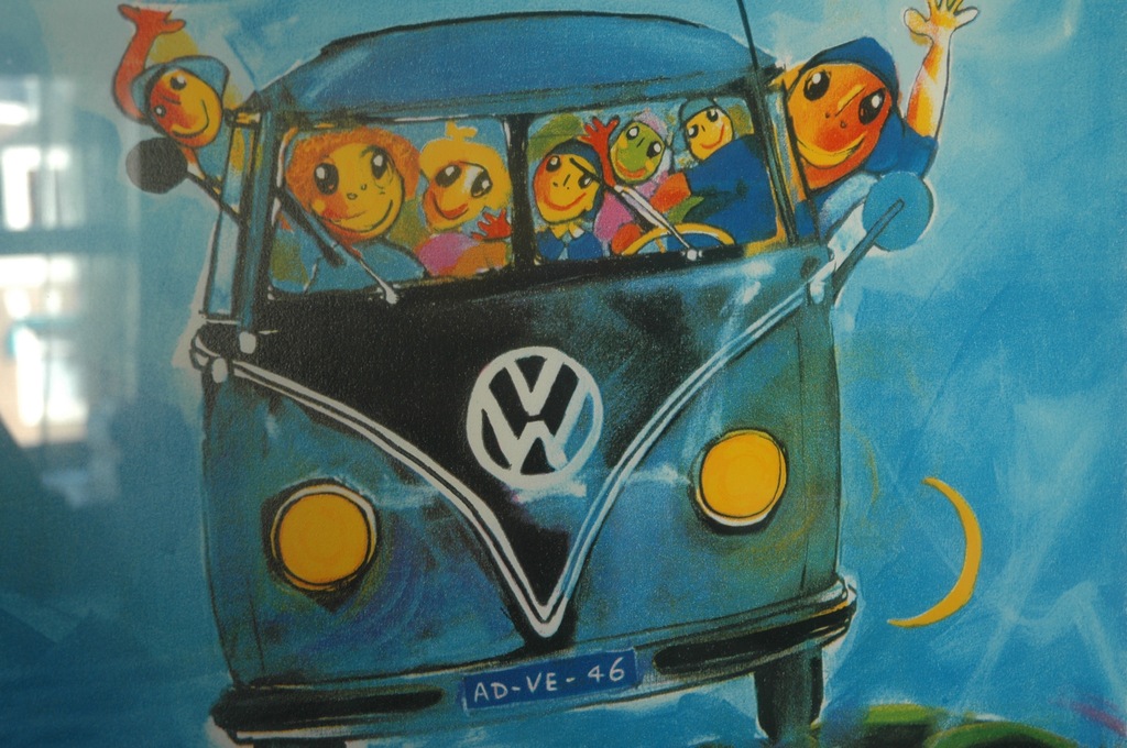 Volkswagenbus, zeefdruk door Ad Verstijnen 84/185 verkocht voor € 120!