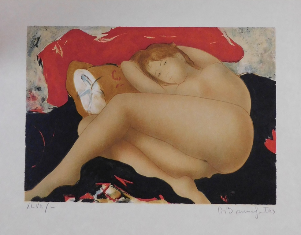 Alain Bonnefoit - Kleurenlitho - Nu Blonde verkocht voor € 50!