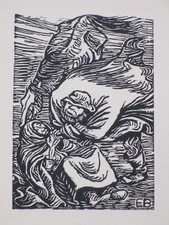 Ernst Barlach, Gruppe im Sturm, Houtsnede kopen? Bied vanaf 55!
