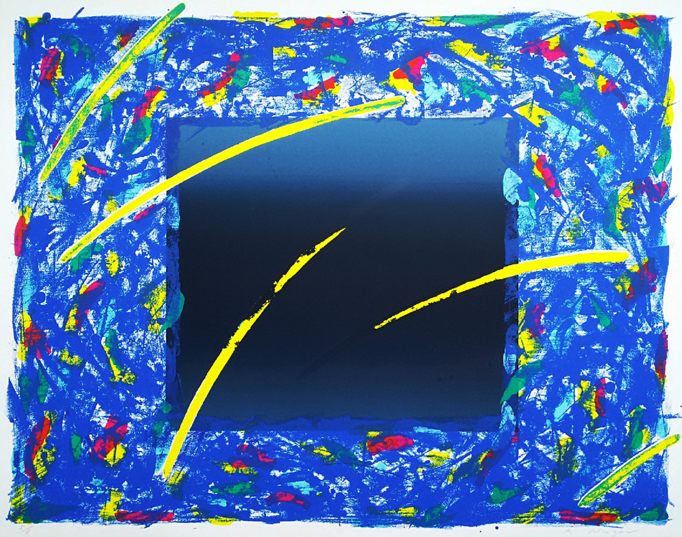 Kenji Nagai - Abstracte compositie, zeefdruk (groot) verkocht voor € 40!