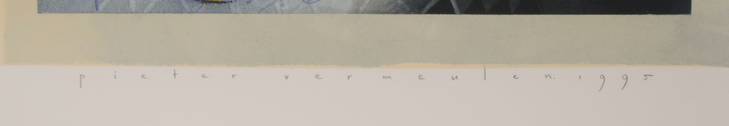 Pieter Vermeulen: Gemengde techniek op papier, Z.T. - Ingelijst kopen? Bied vanaf 35!