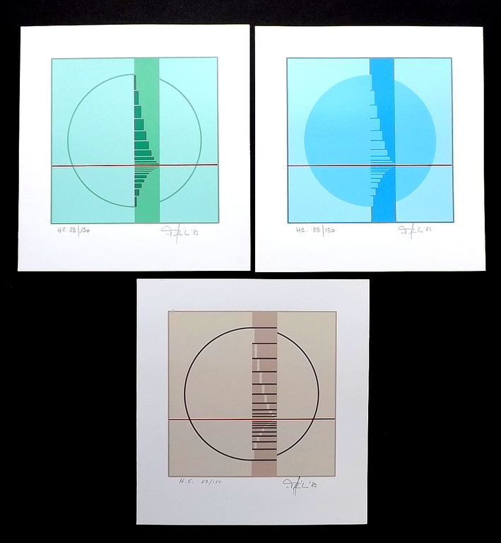 Friedrich Geiler - 3x gesigneerde litho - Konstruktive Landschaft I, II, III  verkocht voor € 50!