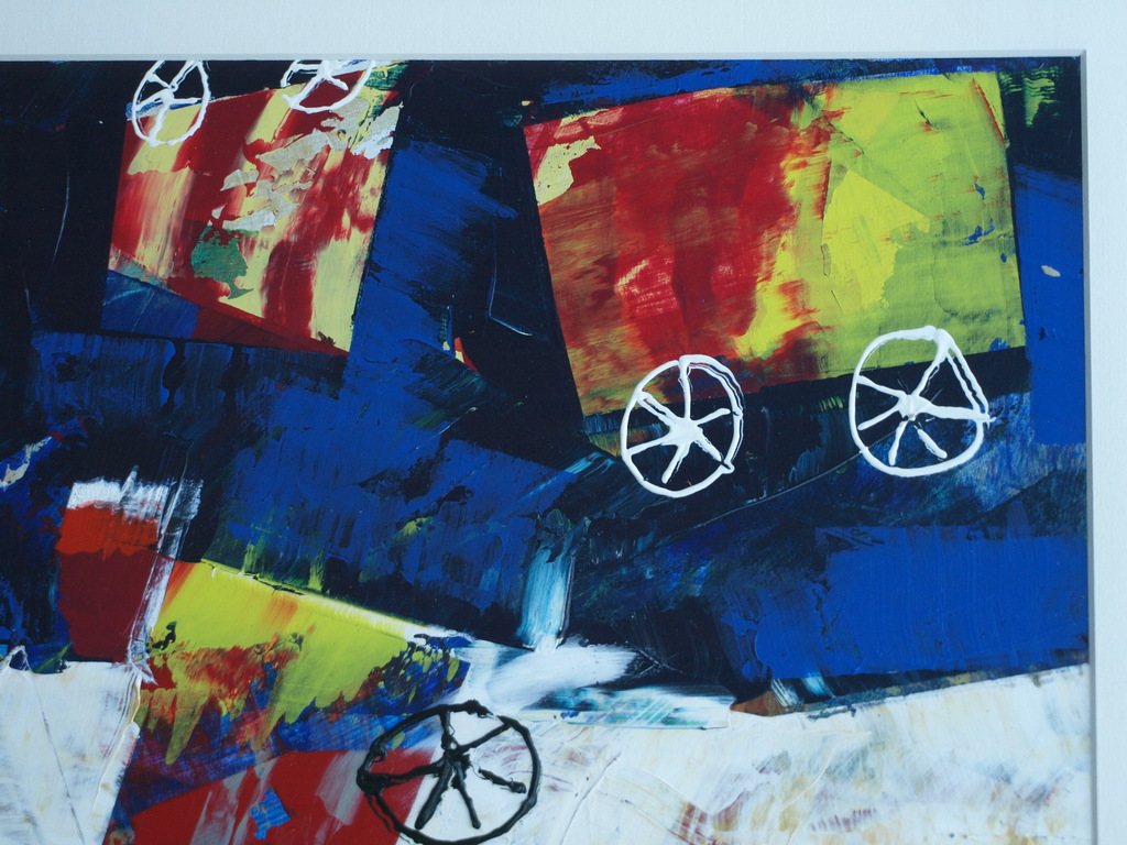 Willem van Scheijndel : Acrylverf – Wielen – gesigneerd & ingelijst – 1995 kopen? Bied vanaf 100!