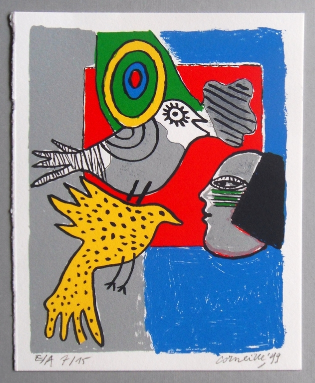 Corneille : vrouw en vogels in grijs en geel kopen? Bied vanaf 1!