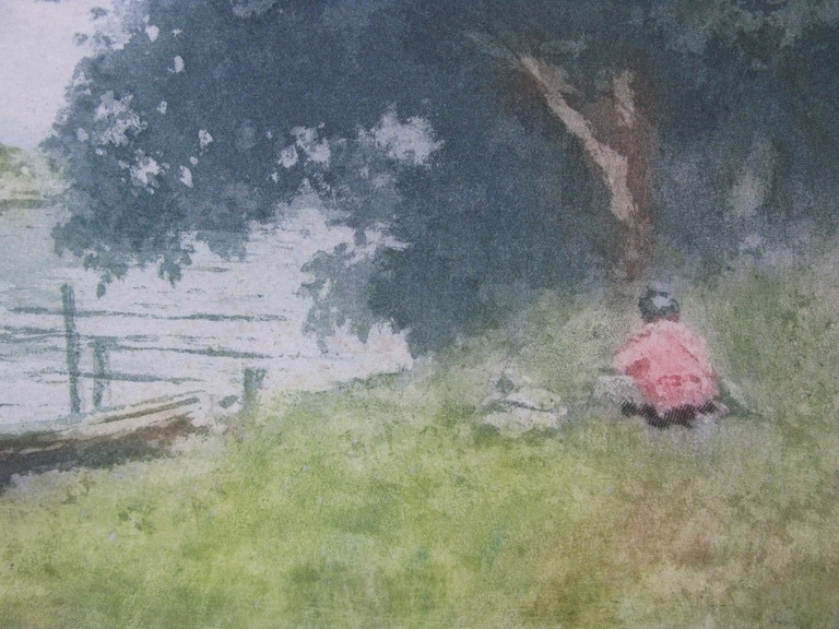 Émile Richard HAUMONT (XIX-XX), kleurenets, Ergens romantisch aan de Seine kopen? Bied vanaf 1!