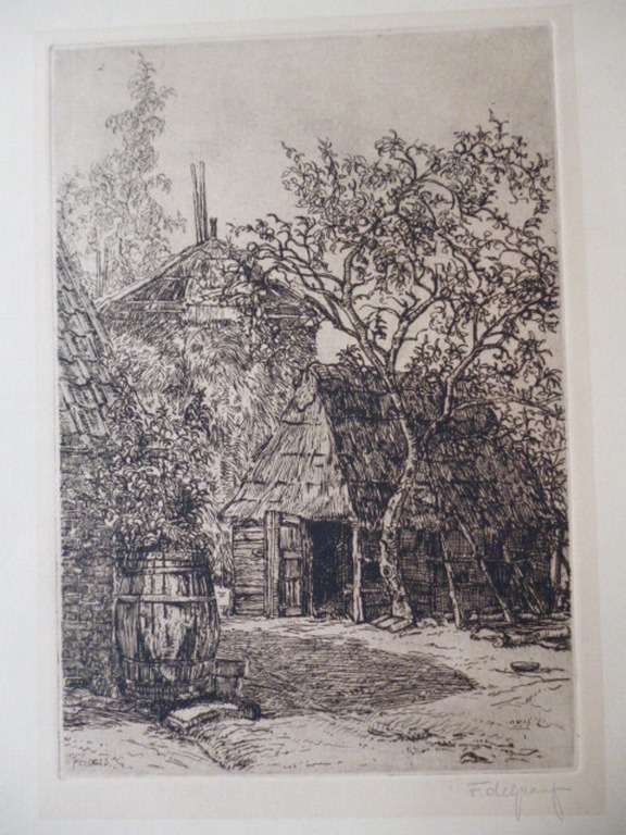 Frederik de Graaf - twee etsen - Veluwsch erf en Veluwsche schuur verkocht voor € 45!