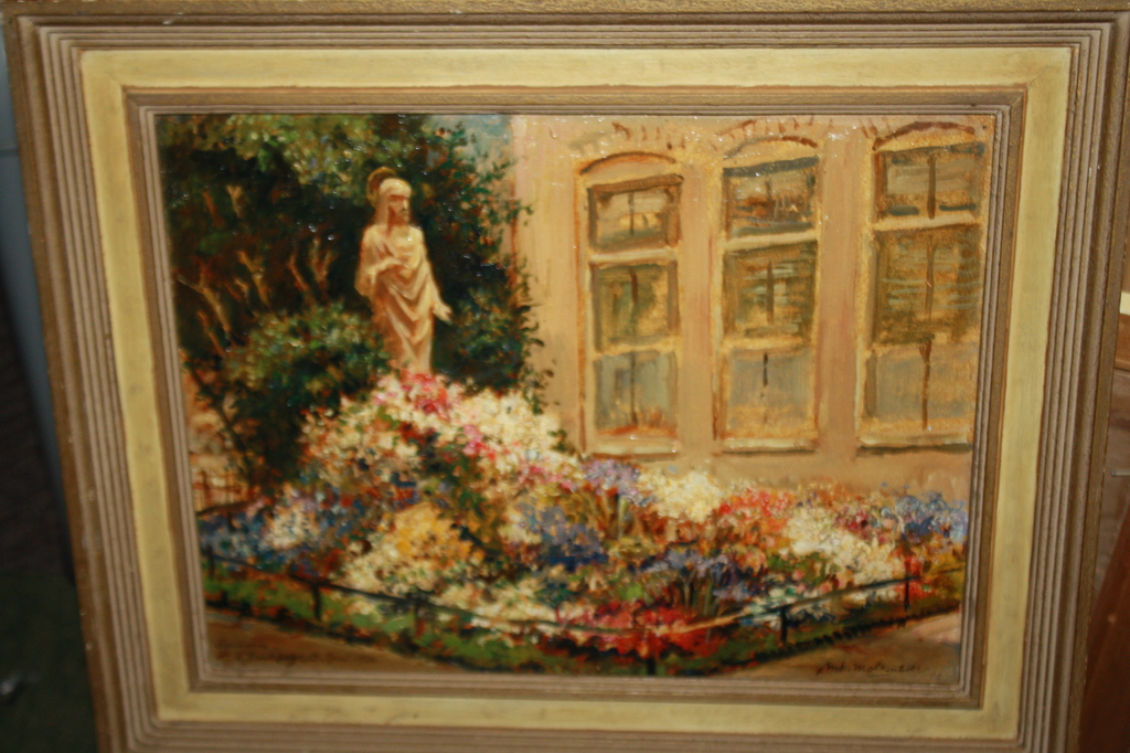 Anton MOLKENBOER - LEEUWARDEN 1892 - 1960 - BLOEMENTUIN MET HEILIG HART BEELD kopen? Bied vanaf 125!