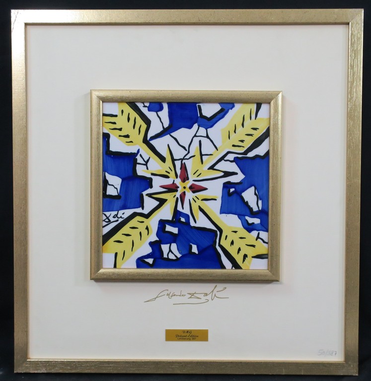 Aardewerk tegel met ontwerp van Salvador Dali, Les Flechettes - Ingelijst kopen? Bied vanaf 100!