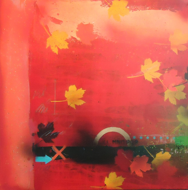 Theo Koster, Autumn Leaves, Uniek tweeluik 80x80, origineel op canvas kopen? Bied vanaf 250!