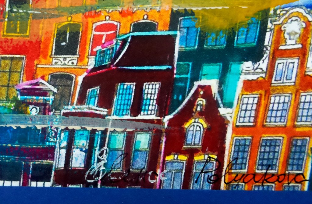 Elena Polyakova:  Dansende huizen in Amsterdam, Gemengde techniek kopen? Bied vanaf 100!