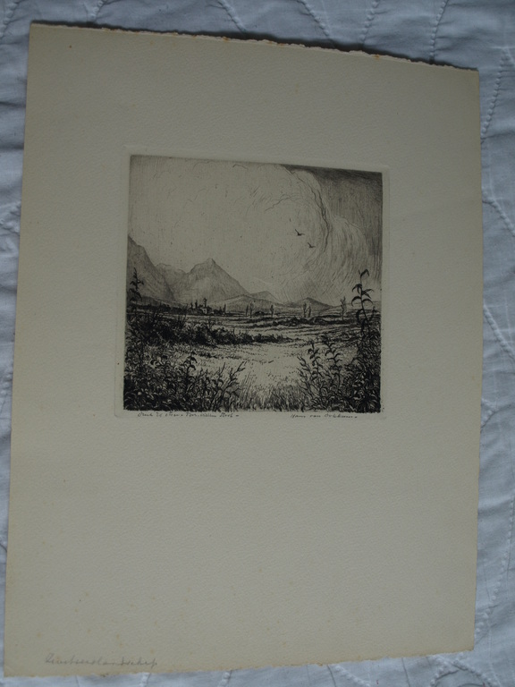 Hans van Dokkum (1908-1995) : Ets – Zwitsers landschap – gesigneerd – ca 1950 kopen? Bied vanaf 1!