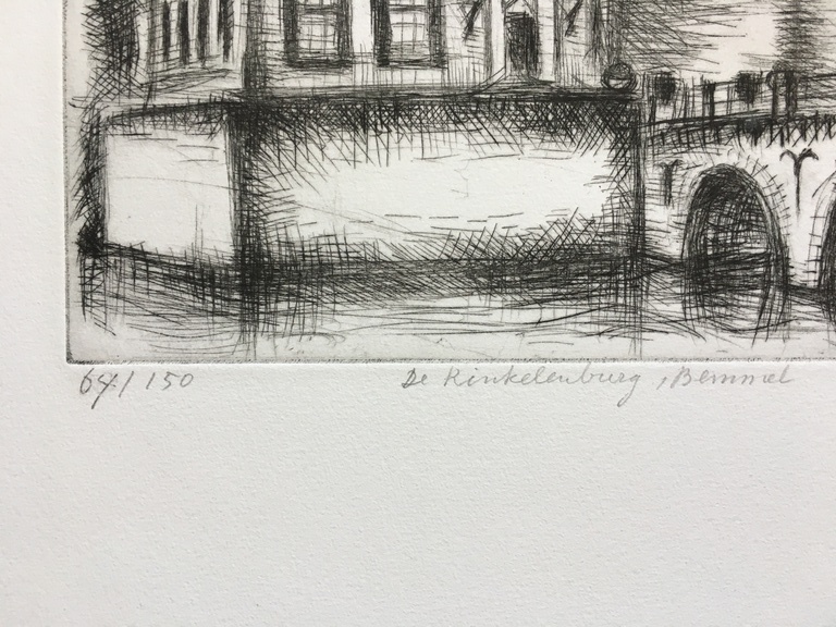 Litho, "De Kinkelenburg", Gelders kasteel. Handgesigneerd 64/150 kopen? Bied vanaf 15!