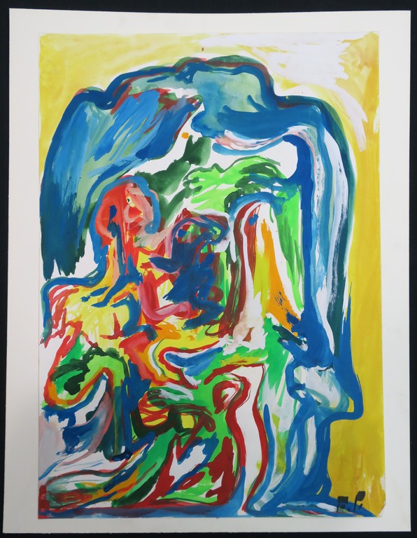 Finn Pedersen: Acryl en Aquarel op papier, Z.T. fantasievoorstelling kopen? Bied vanaf 120!