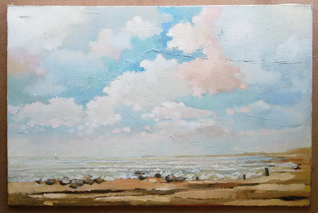 Strandgezicht, olieverf op doek (groot!) kopen? Bied vanaf 1!