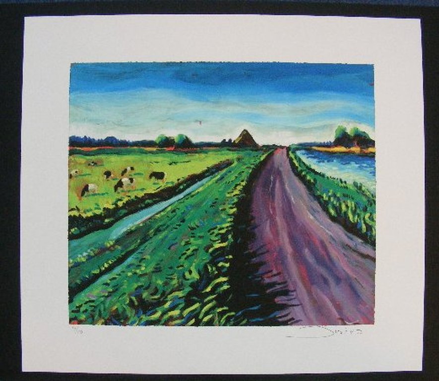 Justus Donker, zeefdruk, Landweg verkocht voor € 75!