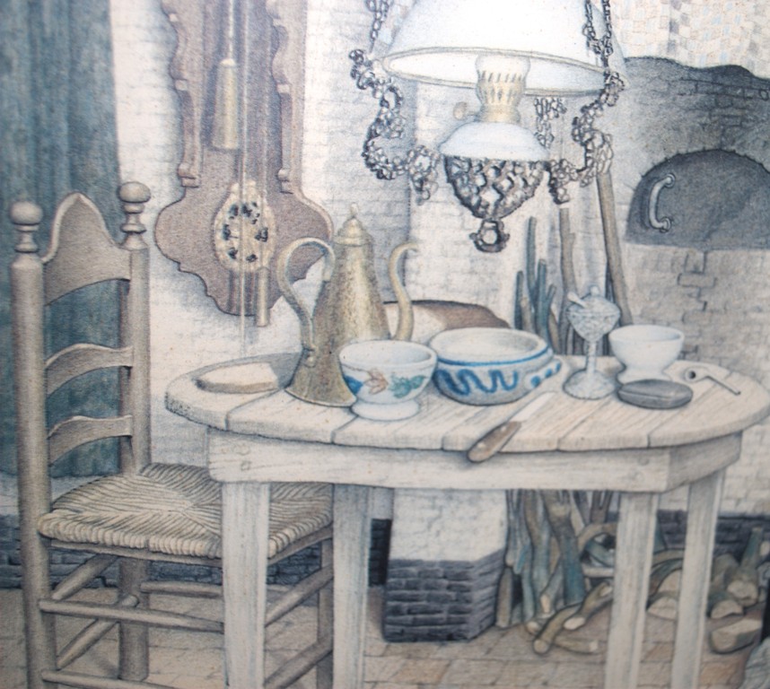 Boereninterieur - handgesigneerde litho/druk - ingelijst kopen? Bied vanaf 50!