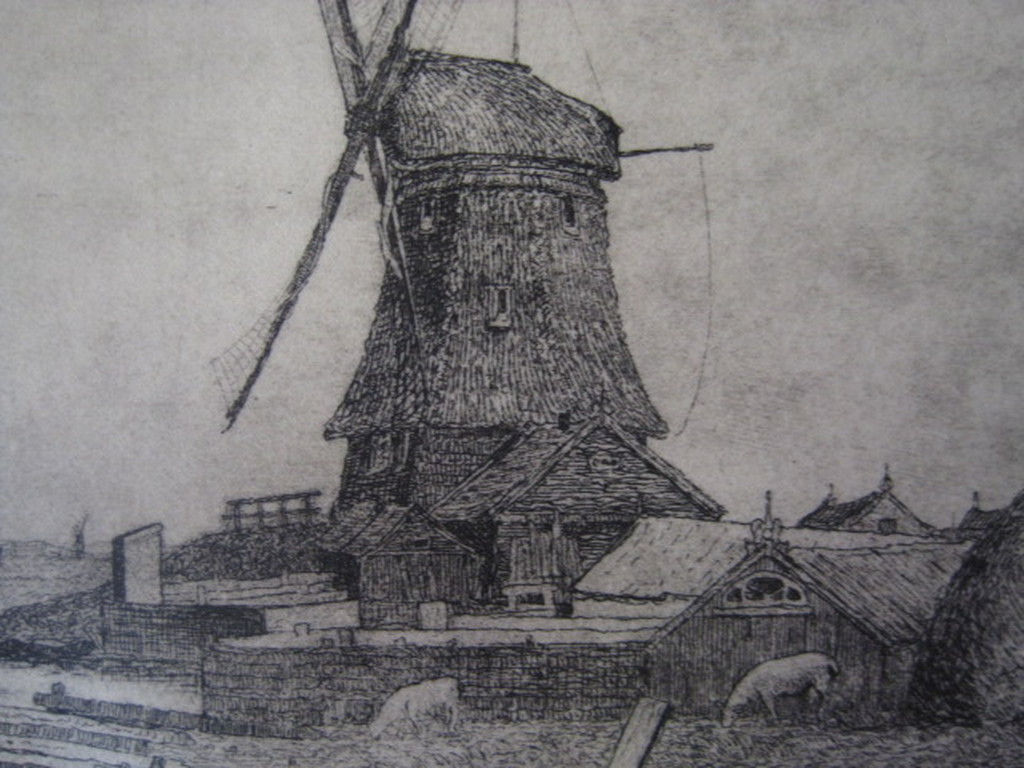 Sfeervolle ets van Jac Koeman 1889-1978 "Molens in Waterland bij Edam" gesign kopen? Bied vanaf 1!