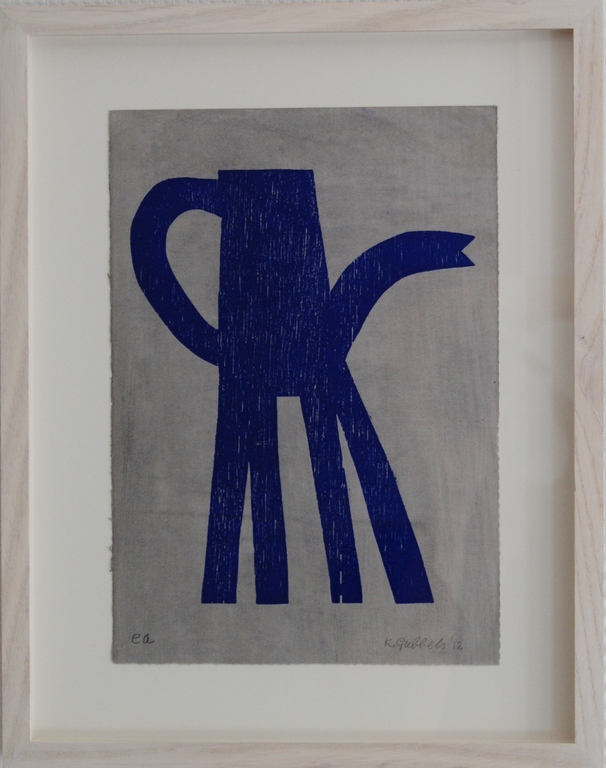 Klaas Gubbels houtdruk 'Op hoge hakken' - 2012 - oplage E/A. verkocht voor € 375!