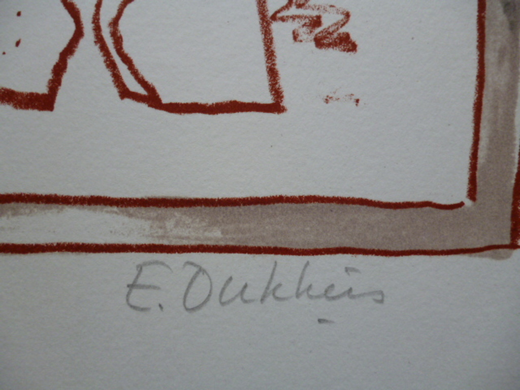 E. Dukkers - litho - Clownsfiguur met doedelzak kopen? Bied vanaf 35!