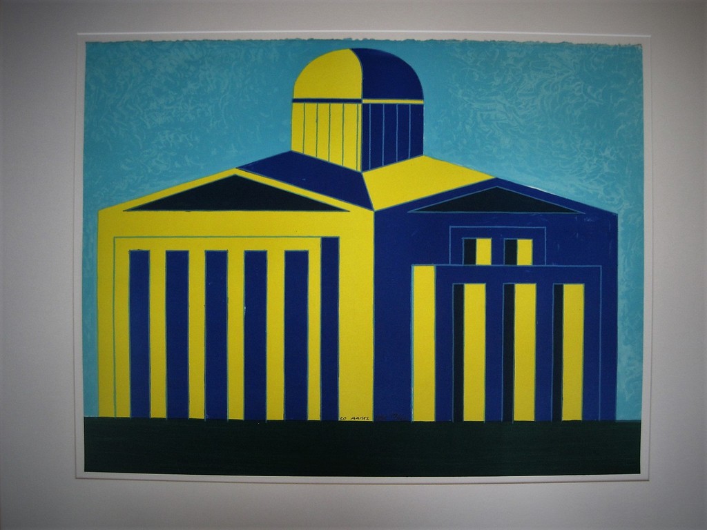 Grote gesigneerde Litho "Compositie in geel en blauw" van Ko Aarts (Hulst 1961)  kopen? Bied vanaf 1!