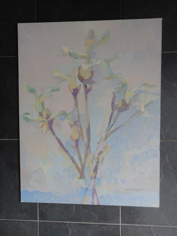 Jan Verheijen, olieverf op board, bloesemtakken kopen? Bied vanaf 1!