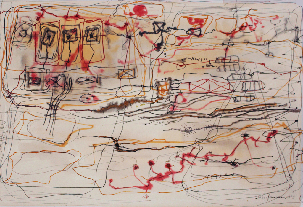 pentekening Kees Jansen (Schagen 1922 - Bergen 1984) - "Tussen Mars en Venus" kopen? Bied vanaf 20!
