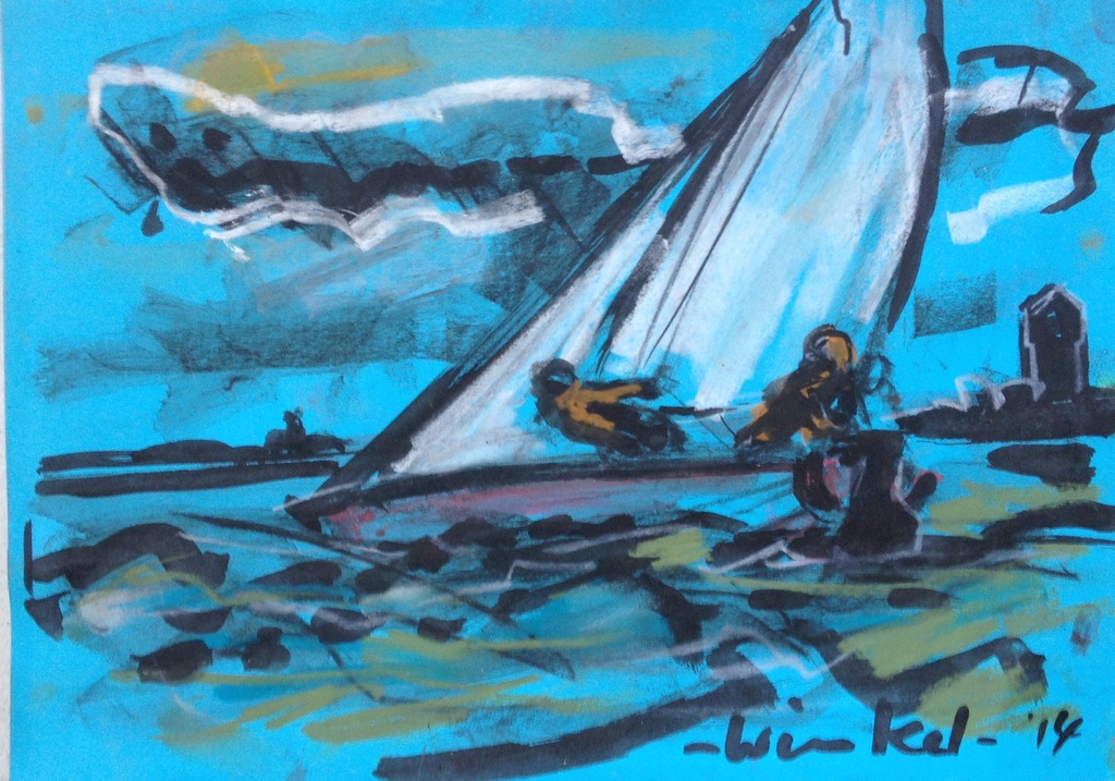 Arien Winkel - IJsselmeer - Origineel werk op papier kopen? Bied vanaf 1!