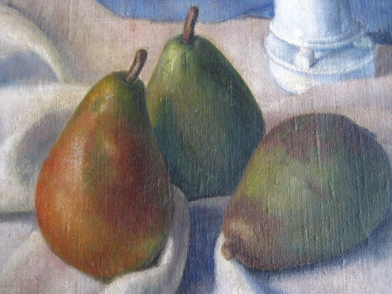 gesigneerd BOONSTRA - oud olieverf "stilleven met peren" omstreeks 1920 verkocht voor € 36!