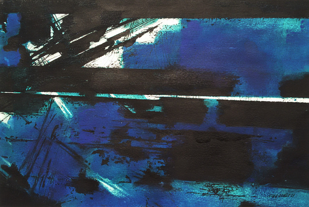 Theo Bitter - Abstract (1961), gemengde techniek op papier (mooi ingelijst) verkocht voor € 125!