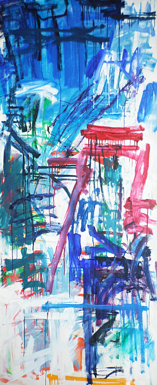 Mathieu Berden - Abstract, olieverf op doek (zeer groot) verkocht voor € 325!