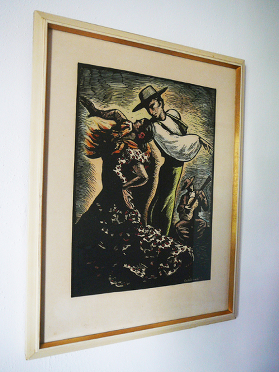 Juan Castells Marti: ‘Andalucia Flamenco’ (houtsnede) kopen? Bied vanaf 39!