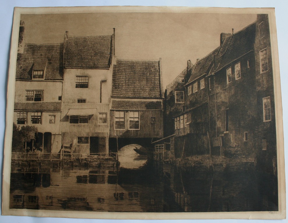 Dirk Harting - grote ets van Enkhuizen - gesigneerd kopen? Bied vanaf 40!