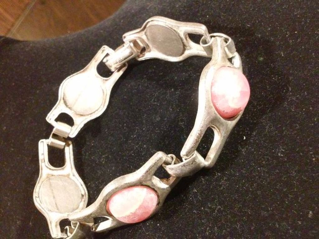 Antieke sterling zilveren armband met roze Rhodochrosite 1930 kopen? Bied vanaf 40!