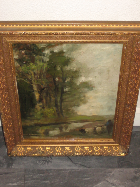 19e eeuws landschap olieverf op doek gesigneerd kopen? Bied vanaf 45!