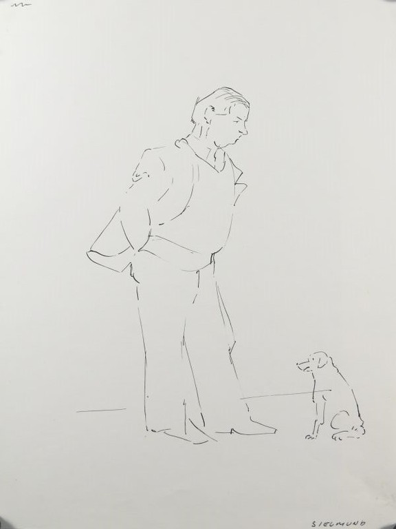 Buy Hans Siegmund, pentekening: Hond en zijn baasje? Bid from 10!